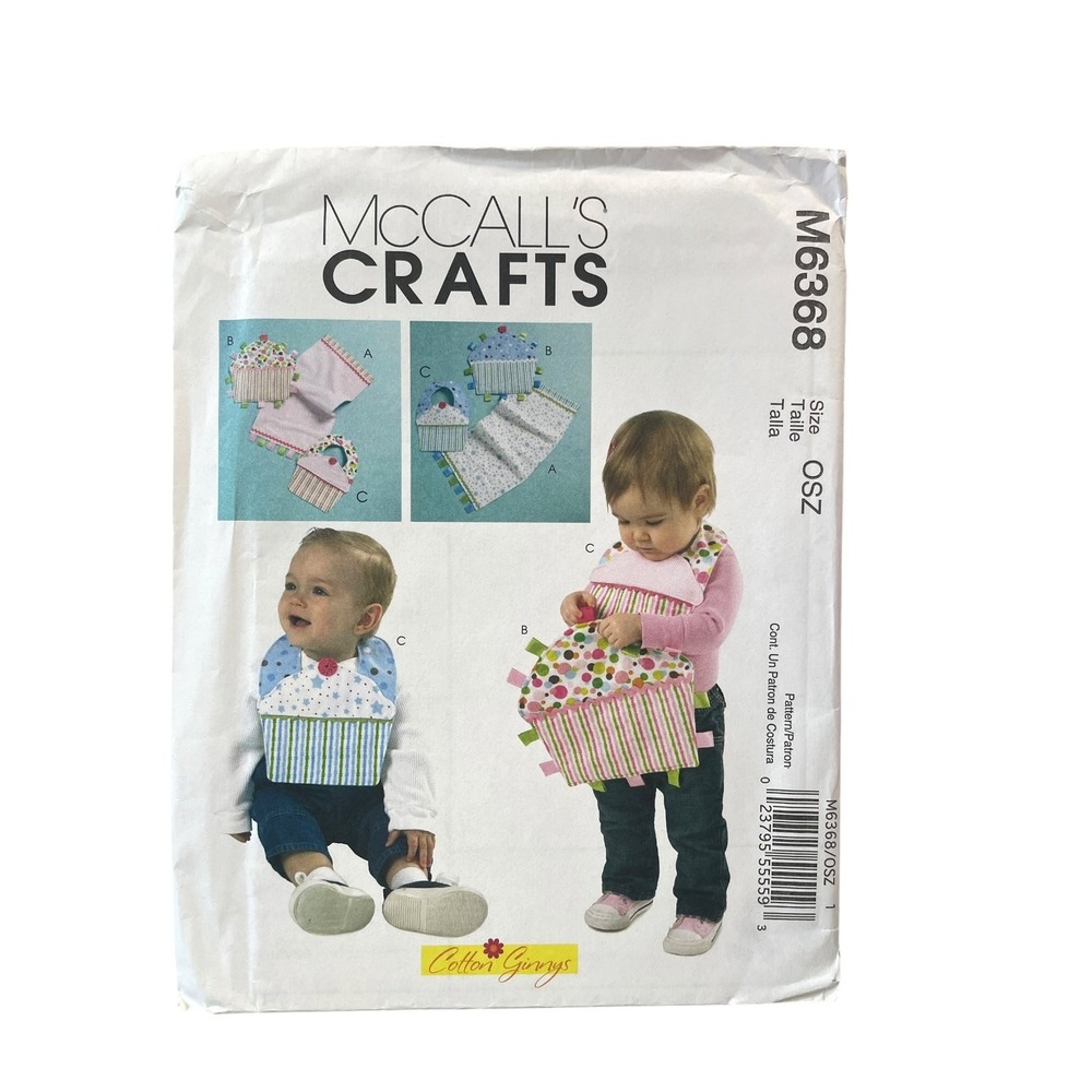 McCall's Crafts M6368 Sewing Pattern Baby OSZ Multi Cupcake Bib Toy Burp Cloth